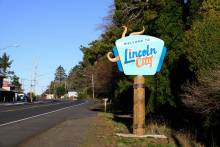 Lincoln City Oregon Welcome Sign by the road