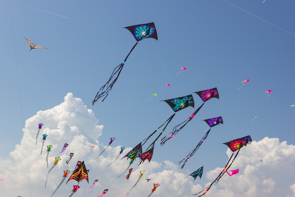 Kite FEstival against blue sky in afternoon